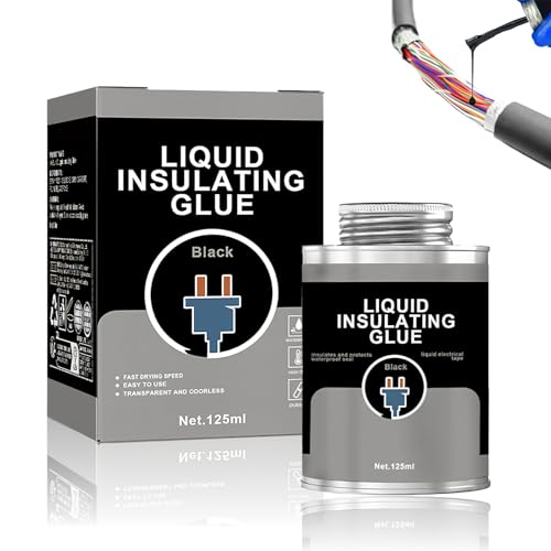WEILAOK Flüssiggummi Schwarz, Flüssiges Isolierband, Wasserdicht und Schnell Trocknend, Isolierband für Alle Arten Von Leitungen und Elektrogeräten, 125 ml