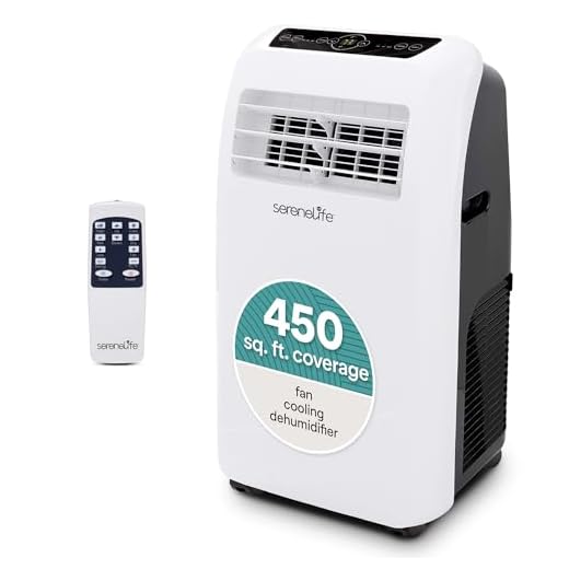 Portable Electric Air Conditioner Unit-1150W 12000 BTU Power PlugIn AC Indoor Room Conditioning System w/ Cooler, Dehumidifier, Fan, Exhaust Hose, Window Seal, Wheels, Remote-SereneLife SLPAC12, White