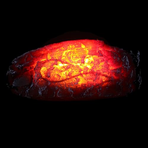 WOONEKY Lampe Cheminée Décorative à LED Flamme Artificielle Réaliste, Simulation de Charbon de Bois, Alimentation par 2 Piles AAA, Petite Lampe de Table Intérieure pour Ambiance