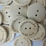 Fangfang 100pcs Handmade 2 Holes Wooden Sewing Buttons With Love Scrapbook DIY Button Craft (15mm)