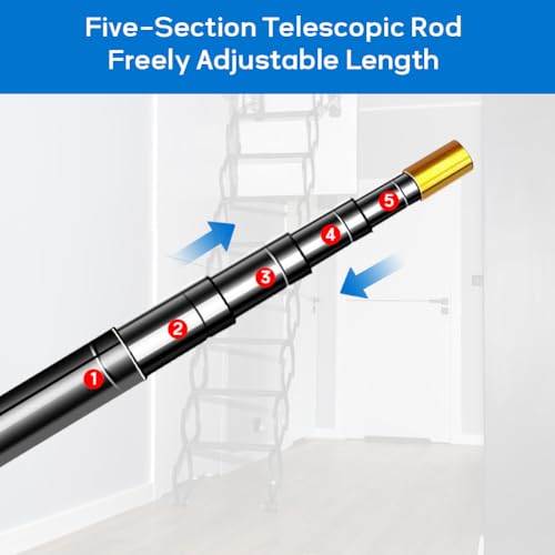 Tulov 42cm-150cm Teleskopstange mit Haken, Teleskopstange mit Haken für Sonnensegel Keder, Dachfenster Stange zum Öffnen, Edelstahl Reptilienfänger Ausziehbarer Schlangenhaken