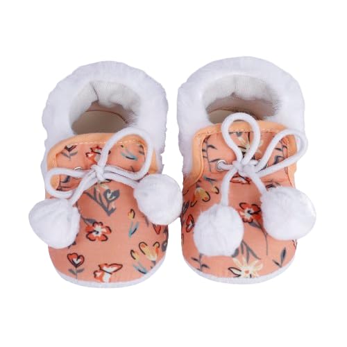 Peach Fur Pom Pom Booties Shoes for Girls Soft Warm Comfortable Anti-Slip New Born Infant shoe Baby Footwear gift for little one Walking & Daily Wear-image-35