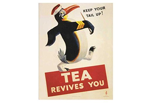 Ecool keep your tail up tea revives you old ww2 poster shabby chic vintage style signs picture metal wall plaque sign (280mm x 200mm)