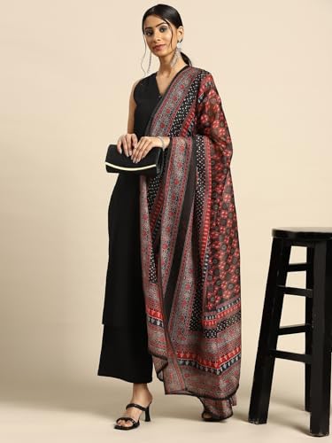 Image of GoSriKi Women's Cotton Blend Straight Solid Kurta with Palazzo & Dupatta