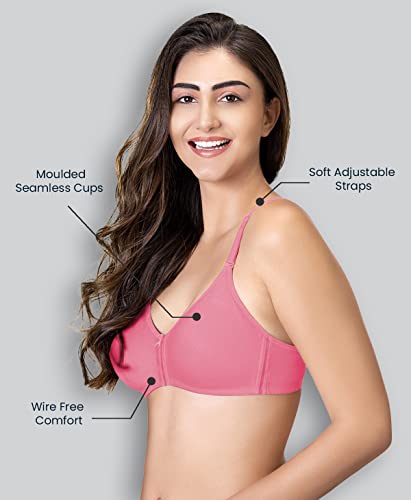 Image of Lyra Women's Cotton Non Padded Wire Free Seamless Bra Baby Pink