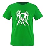 hochwertiger Aufdruck Comedy Shirts - Sternzeichen - Zwilling - Kinder T-Shirt - Grün/Weiss Gr. 152-164