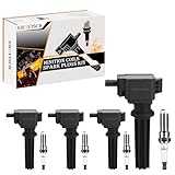 Pack 4 UF670 OEM Ignition Coil & Spark Plug - Compatible with Ford EcoSport Edge Escape Focus Explorer Fusion Mustang Taurus Lincoln MKC MKT MKZ - L4 2.0L 2.3L 2.5L - Replaces # CM5Z12029A, GN10621