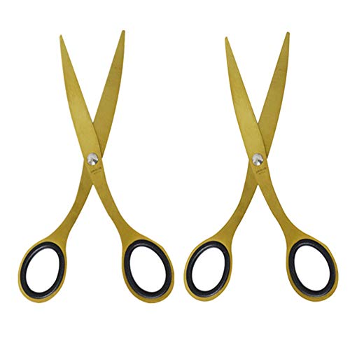 Gold Scissors 6.7 Inches Precision Tailor Fabric Leather Sewing Scissors Art & Craft Paper Shear Cutting Tool for Home Office and School (Gold, 2 Packs)