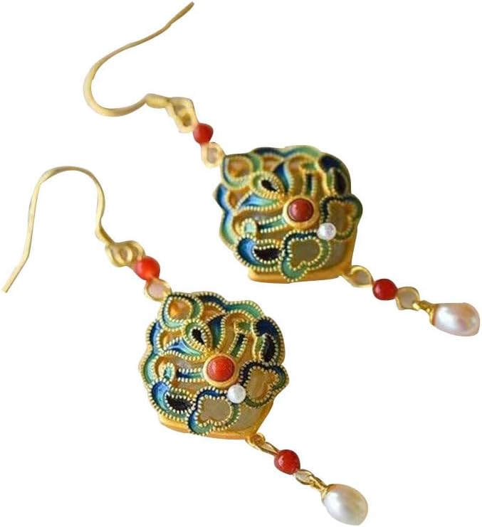 S925 Silver Gold-Plated Natural Jade Cloisonné Earrings Fengshui Fashion Jade Earring For Women Genuine Jade Earring for Women Yoga Genuine