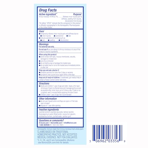 Boiron Arnicare Cream for Joint Pain, Muscle Pain, Swelling, Soreness, Stiffness, and Bruises - Fast Absorbing and Fragrance-Free - 2.5 oz - image 6