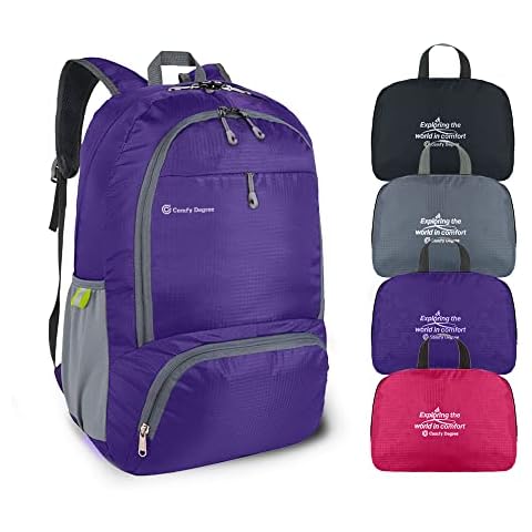 ComfyDegree Ultralight Foldable Hiking Backpack | 30L Packable, Waterproof, Lightweight, Travel Rucksack | Men & Women Large Bag for Work, Outdoor Camping, Walking, Cycling, Sport Daypack (Purple) Cover