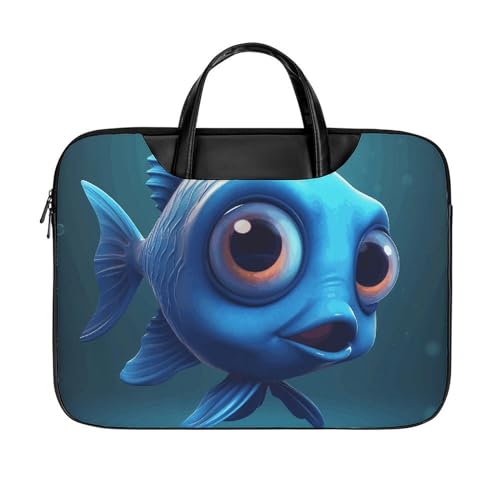 Cute Blue Fish Laptop Shoulder Bag 17 Inch miniatura 1