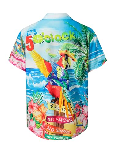 Hardaddy Men's Summer Hawaiian Shirts Funny Performence Printed Button Down Casual Bowling Shirt2