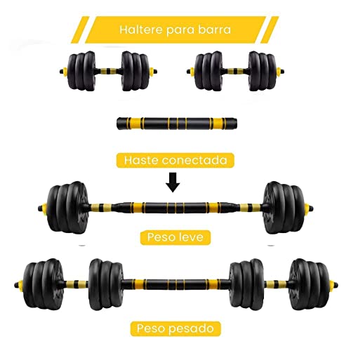 Kit Halteres 3 Em 1 Dumbell Halter Barra Kettlebell para Exercício em Casa até 20Kg