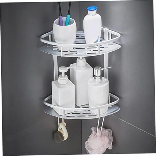 Étagère de douche d'angle triangulaire murale à 2 niveaux en aluminium