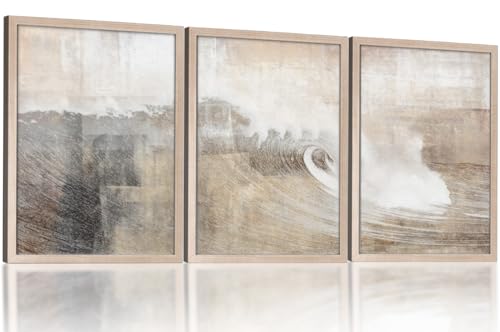 Framed Abstract Wall Art Set of 3 – Gray and