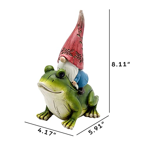 Cynice Garden Gnome Statue Outdoor Decor - Garden Gnomes Sitting On Frog Statue For Garden Yard Patio Lawn Decorations,Gnome Gifts #TOP5