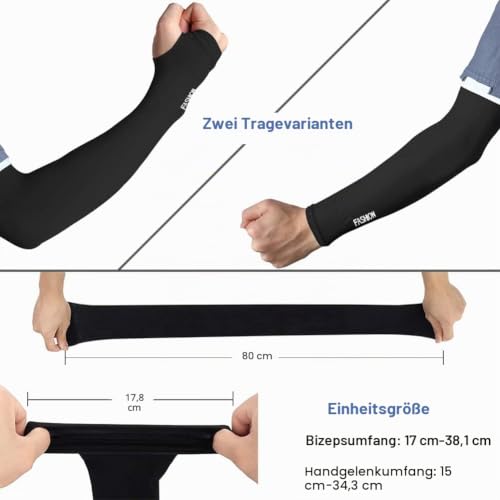 Foto von beister UV-Sonnenschutz Arm Sleeves UPF 50+, Daumenloch Kühlend 3/6 Paar