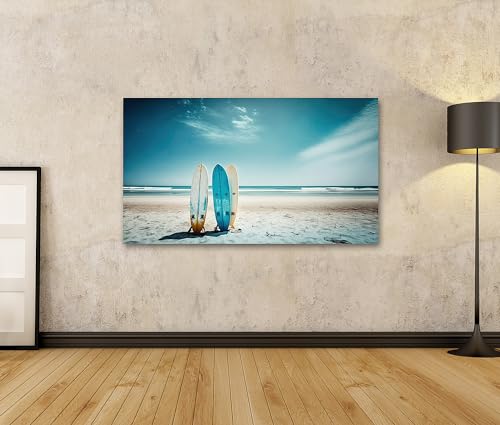 Tableau sur toile planches de surf plage 80x40 cm pour salon - 2