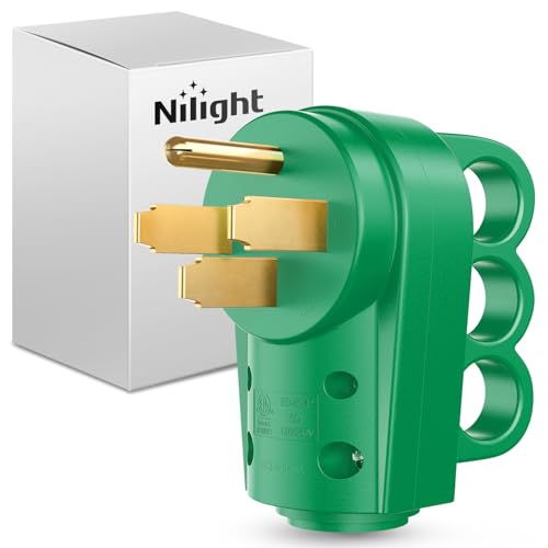 Image of Nilight 50 Amp RV Male Replacement Plug with Handle ETL Listed | 125 /250 Volt Heavy Duty Receptacle NEMA 14-50P for Camper Caravan Motorhome Van Trailer