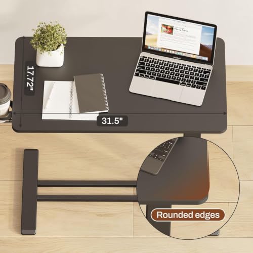 Image of FLEXISPOT Mobile Standing Desk with Wheels Pneumatic Laptop Desk Rolling Computer Cart Movable Height Adjustable Small Sit Stand Workstation Home Use (31.5 inch W x 17.7 inch D, Black)