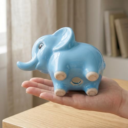 Image of Ceramic Elephant Shape Flower Vase & Succulent Planter (6-inch) | Cute Elephant Pot for Home Decor, Living Room, Office Desk & Gifting | Water-Resistant Vase for Natural Flowers (2, Sky Blue)
