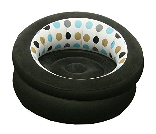 Inflatable Chair Sofa Blow Up Seat Gaming Lounger Indoor Outdoor Camping Garden Stylish Polka Dot Design Soft Plush Fabric Single