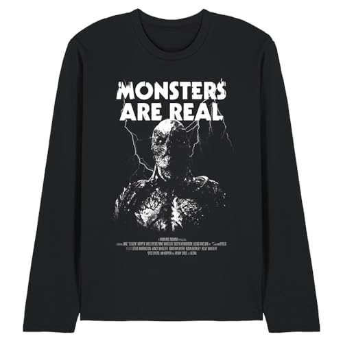 T-shirt Stranger Things Vecna manches longues noir vêtement unisexe Monsters are Real