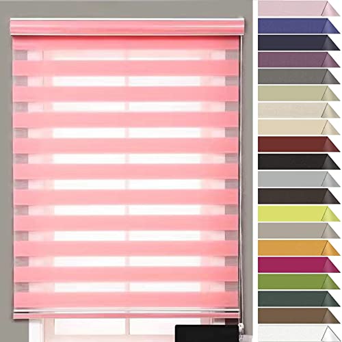 Store enrouleur jour nuit 70x200 rideau occultant thermique rose protection solaire - 2