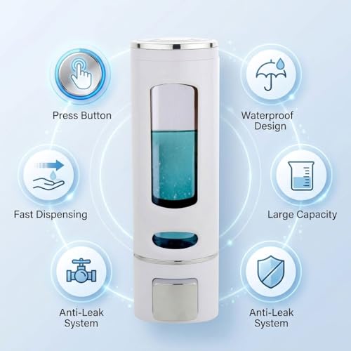 Image of Soap Dispenser for Wash Basin Wall Mounted | Liquid Handwash Dispenser Bottle 400ml | Bathroom & Kitchen Soap Dispenser | Plastic Hand Wash Dispenser | Dish Wash & Shampoo Liquid Dispenser