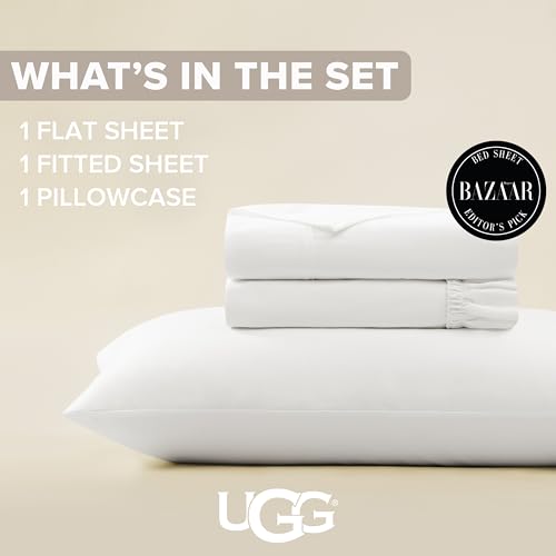 UGG Hedi Twin Sheets Set, Breathable & Cooling Sheet Set, 3-Piece, White - image 3
