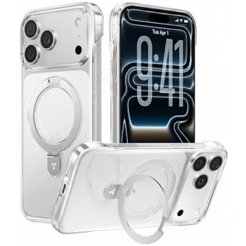 TORRAS Ostand Slim for iPhone 17 Pro Max Case Clear, Upgraded Magnetic Stand, Fit for MagSafe, Frameless with Thin Open-Edge Fit, Minimalist Phone Case for iPhone 17 Pro Max, 6.9'', Drop Pro