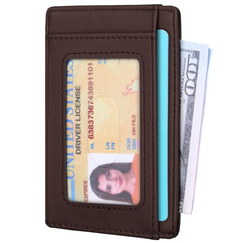 Image of Travelambo Slim Wallet Front Pocket Minimalist Leather RFID Blocking Medium Size