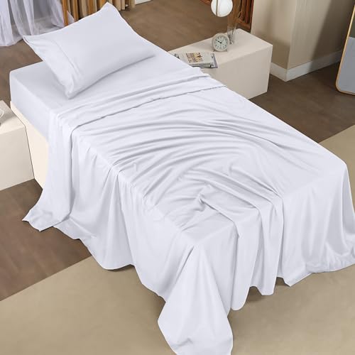 Image of Utopia Bedding Twin Size Sheet Set - Bulk Pack of 10 Bed Sheets Set - Soft Brushed Microfiber - Deep Pockets - Shrinkage & Fade Resistant - Easy Care (White)