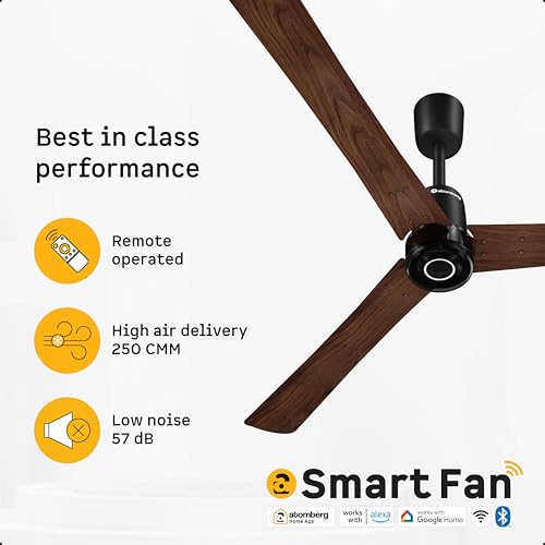 Image of atomberg Renesa Elite Smart 1400mm BLDC Ceiling Fan with IoT & Remote Control | 5 star Rated | High Air Delivery with Moonbeam LED Light | | 3 Year Warranty (Dark Walnut)