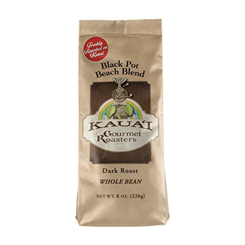 Kauai Gourmet Roasters Black Pot Beach Blend Coffee - 100% Arabica, Dark Roast, Whole Beans From Hawaii, Also Great For Espresso Machines, French Press, or Cold Brew, 1 - 8 Ounce Bag