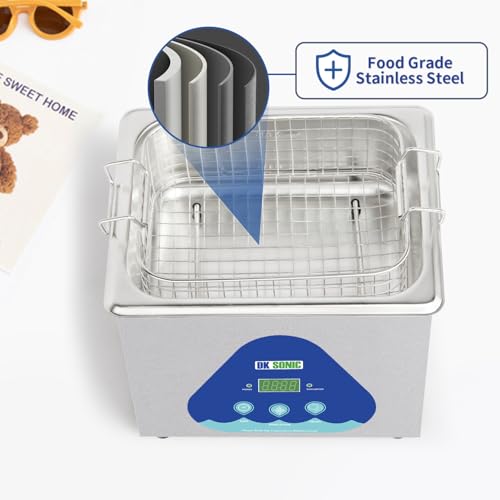 Image of DK SONIC Ultrasonic Cleaner,1.5L 60W Stainless Steel Ultrasonic Jewelry Cleaner with Cleaning Basket,Timer,Digital Sonic Cleaner for Cleaning Jewelry,Eyeglasses,Coins