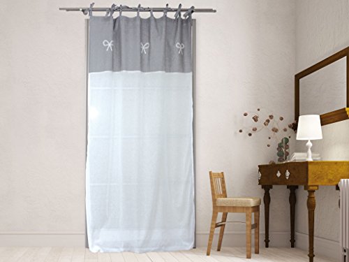 Soleil d'Ocre 034681 Emilie Voile Brodé à  Nouettes Coton Gris 135 x 250 cm