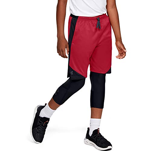 Under Armour Boys' Stunt 2.0 Workout Gym Shorts , Red (600)/Pitch Gray , Youth Large #TOP3