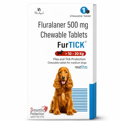Image of Furtick Tick Chewable Tablet for Dogs (10-20 kg) | Fluralaner 500mg | 3 Month Tick Flea & Mite Protection