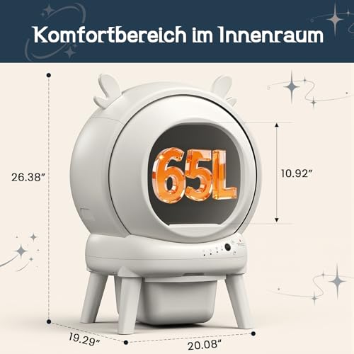 Lettiera Gatto Autopulente,65L Lettiera Elettrica Per Gatti Con 9 Sensori Di Sicurezza,Controllo App Da 2.4 Ghz,Protezione Anti-Pizzicamento,Sicurezza Lettiera Autopulente Per Gatti - 8