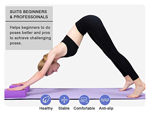 image for BIPASION Yoga Blocks 2 Pack with Strap, High-Density Yoga Blocks for W