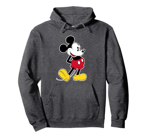 Disney Mickey Mouse Classic Pose V-Neck Pullover Hoodie,Long Sleeve