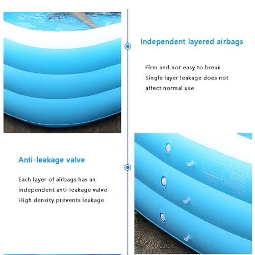 Generico Piscina Gonfiabile per Famiglie 305x175x60cm, Centro di Nuoto Rettangolare addesciso per Il Giardino del Cortile, Materiale Durevole Sicuro del PVC per Gli Adulti dei Bambini