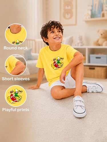 Image of Kidbea Bamboo Unisex Kids T-Shirt Ultra-Soft Premium Half Sleeve Graphic Tee for Boys & Girls, Casual Summer Wear for Toddlers & Kids