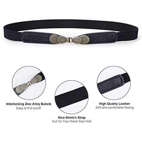 JASGOOD Women Skinny Elastic Stretch Belt for Dresses Retro Ladies Waist Vintage Thin Belt4
