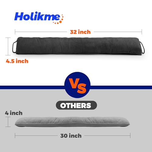Image of Holikme Weighted Door Draft Stopper 32 inch, Heavy Duty Under Door Draft Blocker Bottom Door Seal Noise and Air, Door Guard Saving Energy, Black