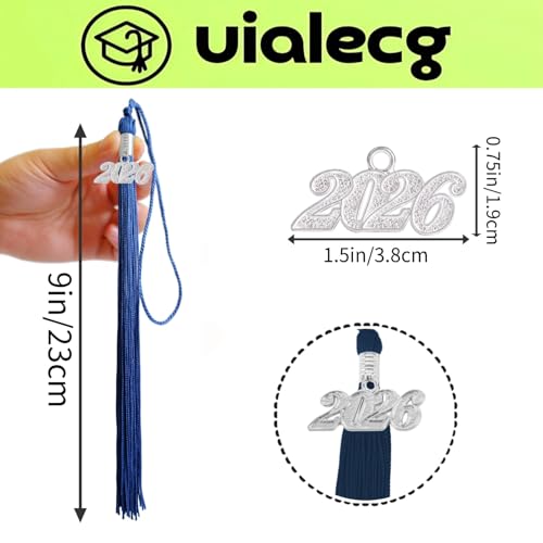 Image of Graduation Tassel 2026 for Grad Cap,Navy Blue Tassel with Silver Charm