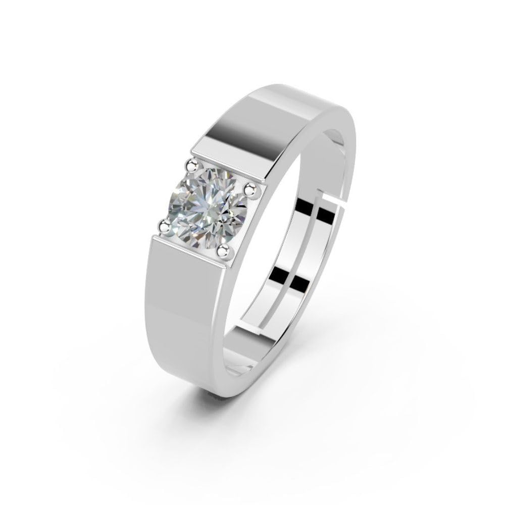 miss highness 925 Sterling Silver Adjustable Men's Ring | Rhodium Plated Pure Silver Band with Sparkling Cubic Zirconia | Elegant & Tarnish-Resistant Jewelry for Everyday Wear & Special Occasions-picture-42