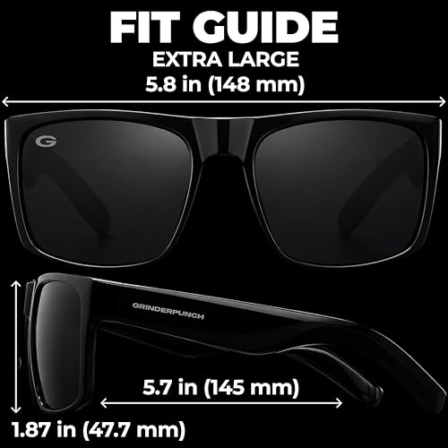 Image of grinderPUNCH XL XXL Sunglasses Men Big Head Extra Large Wide Polarized | Big Head XL XXL Regular Fit, Extra Wide Oversized Frame, Large Face, Polarized UV400 Lens, Driving Fishing Golf Sport